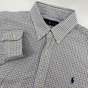 Ralph Lauren Men's XL Checkered Button Down Long Sleeve Shirt Blue White Black‎